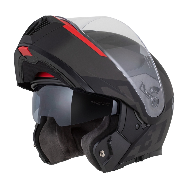 Casque moto modulable ZED F19 noir mat-rouge fluo-gris