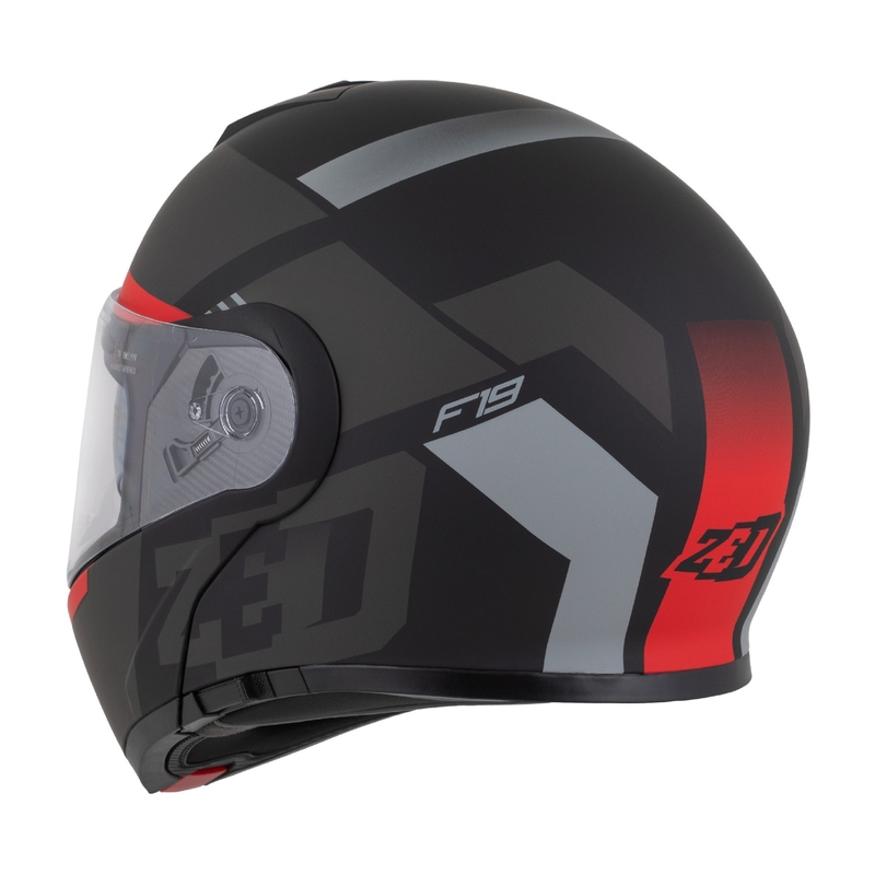 Casque moto modulable ZED F19 noir mat-rouge fluo-gris