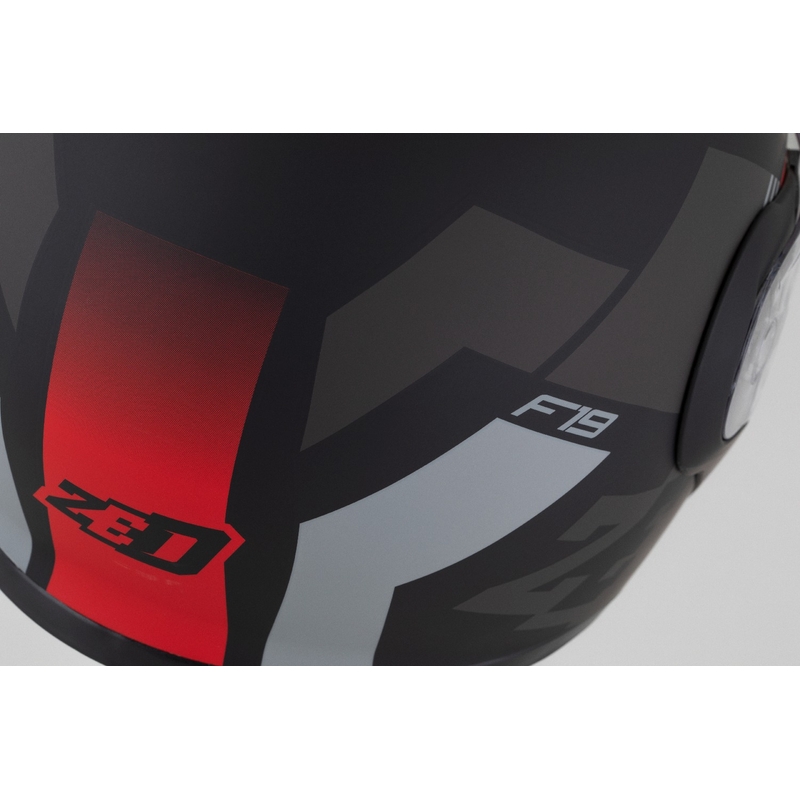 Casque moto modulable ZED F19 noir mat-rouge fluo-gris