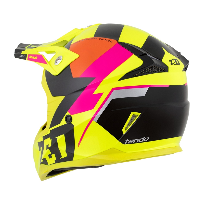 Casque motocross enfant ZED X1.9 Tendo fluo jaune-rose-orange-noir