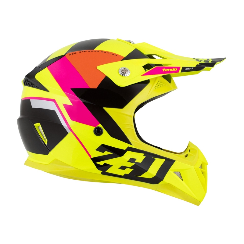 Casque motocross enfant ZED X1.9 Tendo fluo jaune-rose-orange-noir