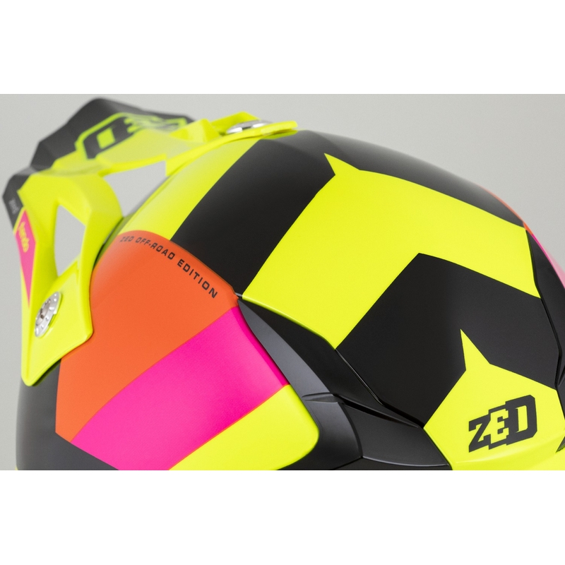 Casque motocross enfant ZED X1.9 Tendo fluo jaune-rose-orange-noir