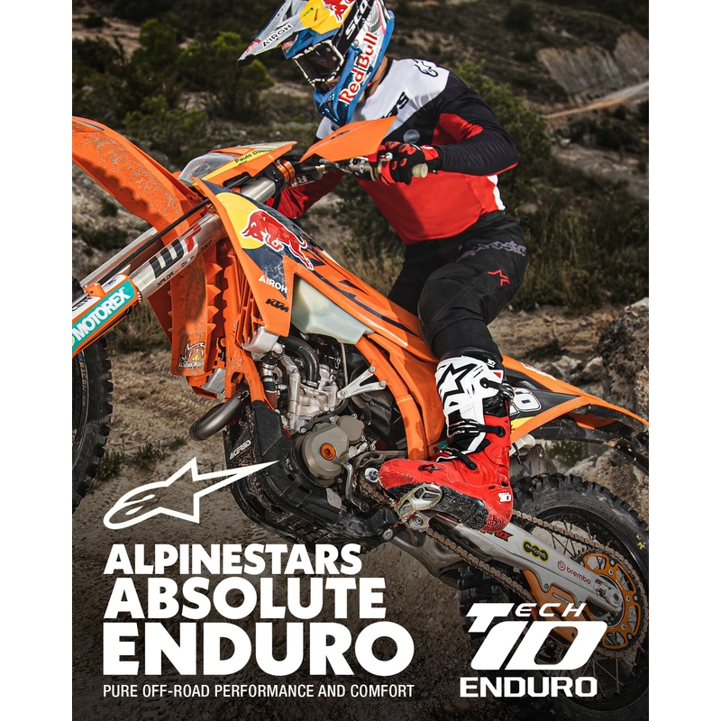 Bottes moto Alpinestars Tech 10 Enduro rouge-noir-blanc
