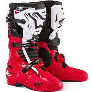 Bottes moto Alpinestars Tech 10 Enduro rouge-noir-blanc