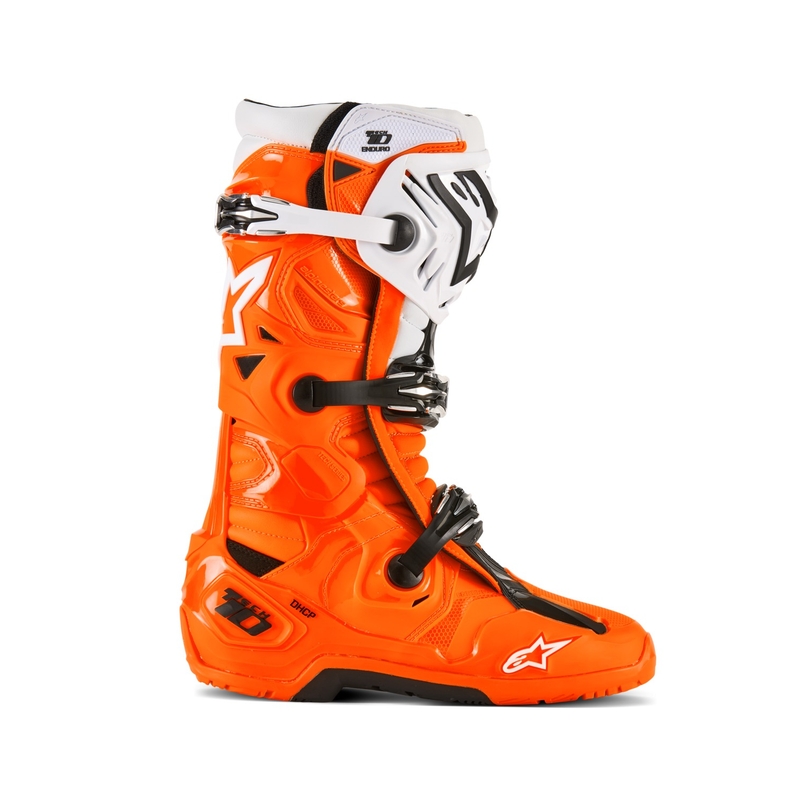 Bottes moto Alpinestars Tech 10 Enduro fluo orange-noir-blanc
