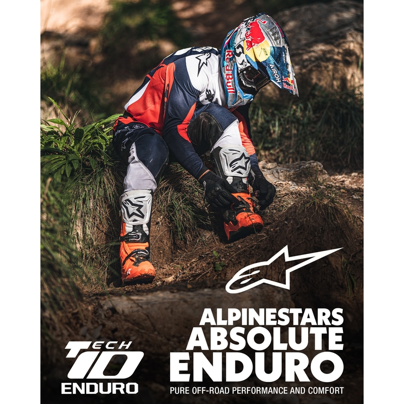 Bottes moto Alpinestars Tech 10 Enduro fluo orange-noir-blanc
