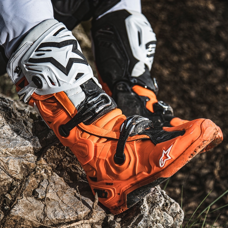 Bottes moto Alpinestars Tech 10 Enduro fluo orange-noir-blanc