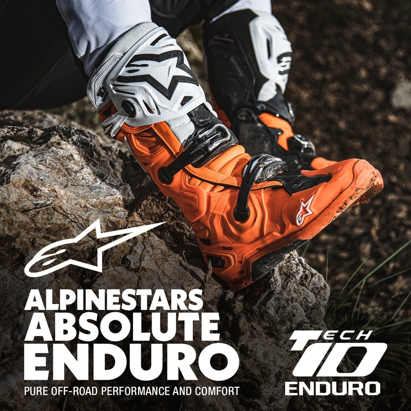 Bottes moto Alpinestars Tech 10 Enduro fluo orange-noir-blanc