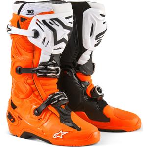 Bottes moto Alpinestars Tech 10 Enduro fluo orange-noir-blanc