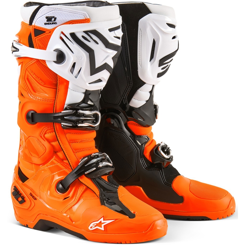 Bottes moto Alpinestars Tech 10 Enduro fluo orange-noir-blanc