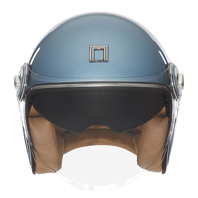 Casque moto ouvert Nox Premium Heritage turquoise