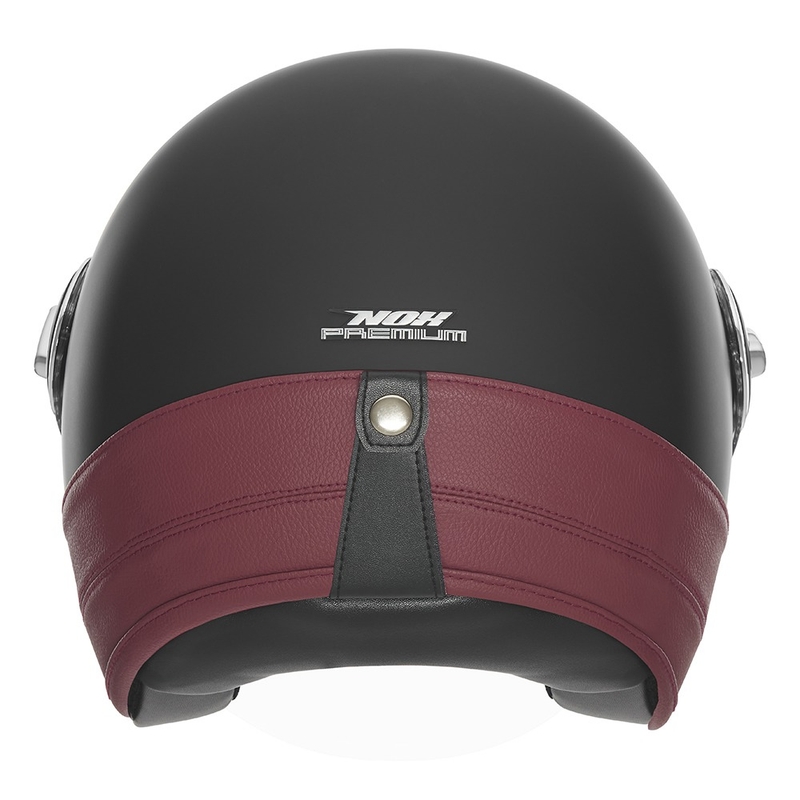 Casque moto jet NOX PREMIUM Heritage noir mat avec cuir rouge