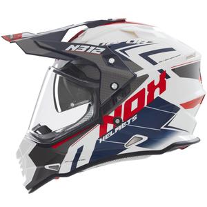 Casque moto Enduro NOX N312 Vapor blanc-noir-bleu