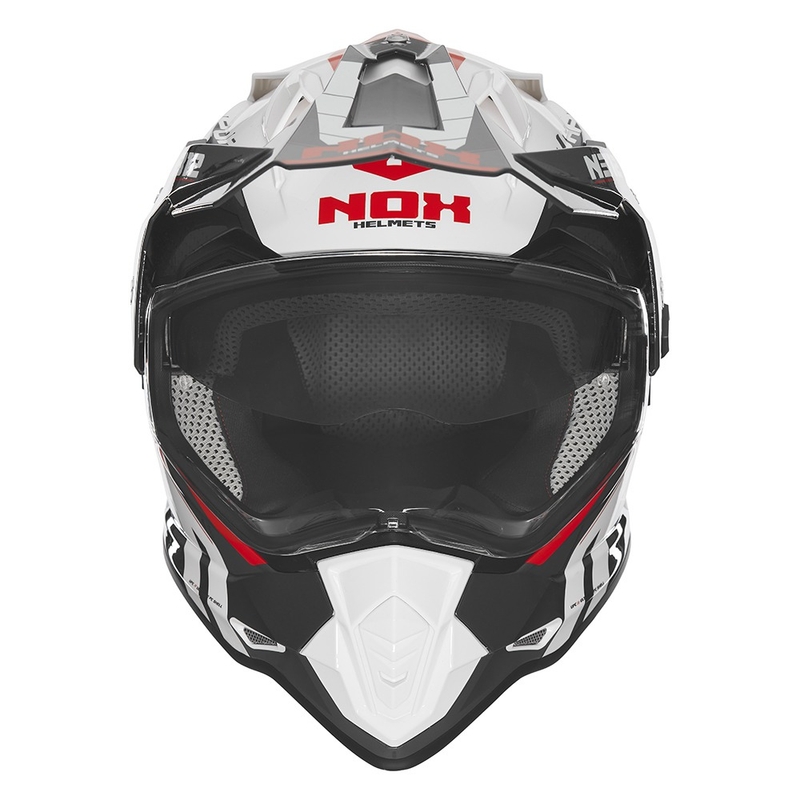 Casque moto Enduro NOX N312 Vapor blanc-noir-rouge