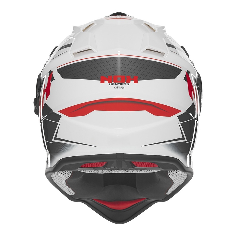 Casque moto Enduro NOX N312 Vapor blanc-noir-rouge
