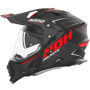 Casque moto Enduro NOX N312 Vapor noir mat-rouge