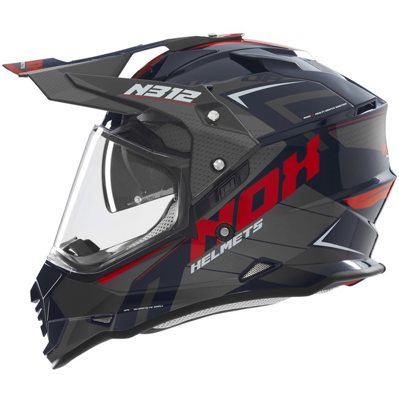 Casque moto Enduro NOX N312 Vapor noir-bleu-rouge