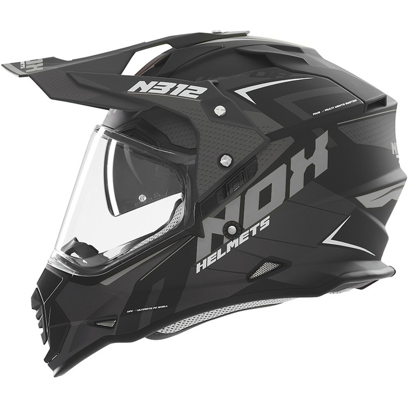 Casque moto Enduro NOX N312 Vapor noir mat-gris