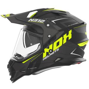 Casque moto Enduro NOX N312 Vapor noir mat-jaune