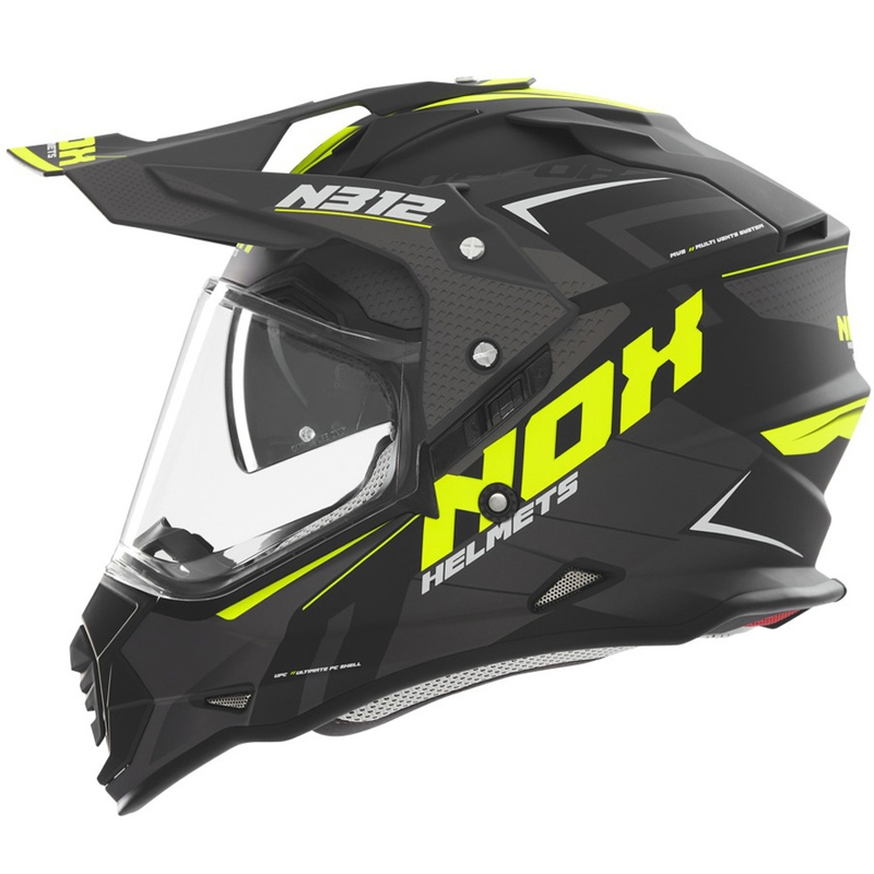 Casque moto Enduro NOX N312 Vapor noir mat-jaune