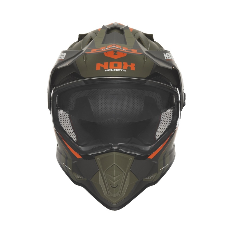 Casque moto Enduro NOX N312 Vapor mat kaki-orange