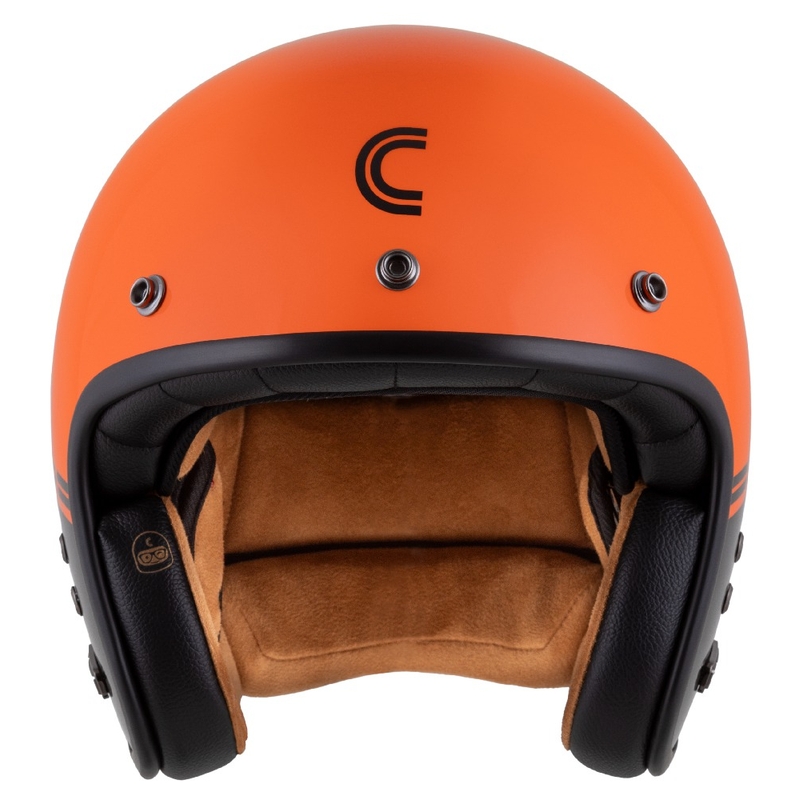 Casque Moto Ouvert Cassida Eso Super Hooligan Noir-Orange Perle