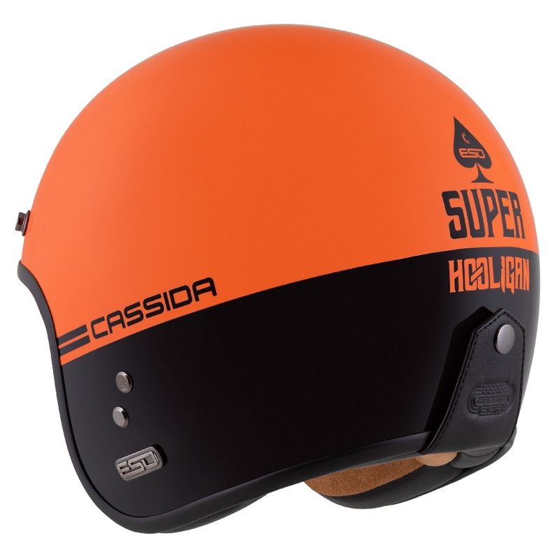 Casque Moto Ouvert Cassida Eso Super Hooligan Noir-Orange Perle
