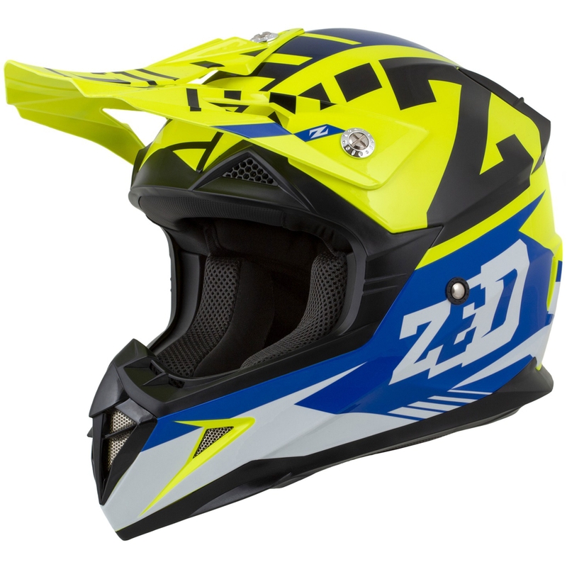 Casque moto moto cross ZED X1.9 Targa fluo jaune-bleu-noir-blanc