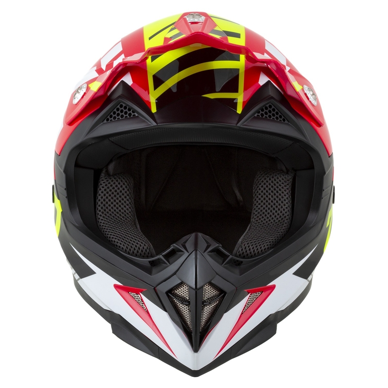 Casque Moto Motocross Enfant ZED X1.9D Targa Rouge-Jaune Fluo-Noir-Blanc