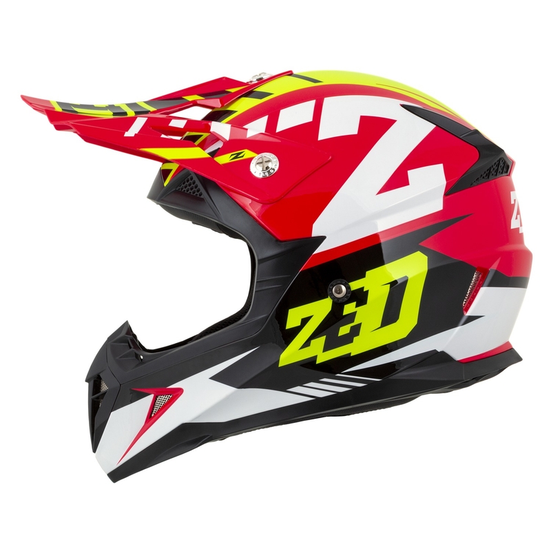 Casque Moto Motocross Enfant ZED X1.9D Targa Rouge-Jaune Fluo-Noir-Blanc