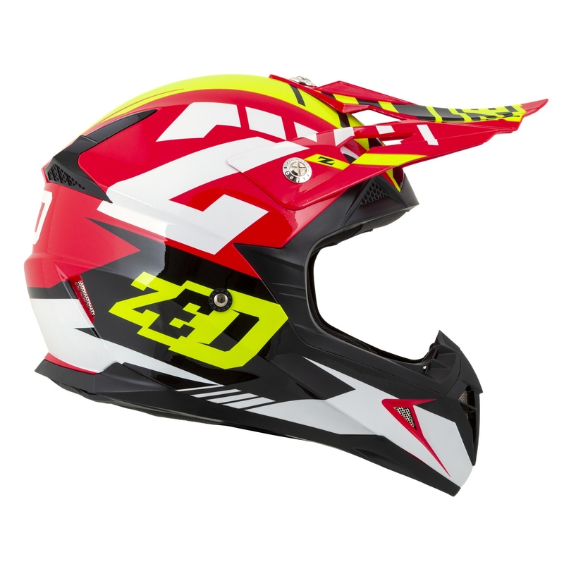 Casque Moto Motocross Enfant ZED X1.9D Targa Rouge-Jaune Fluo-Noir-Blanc