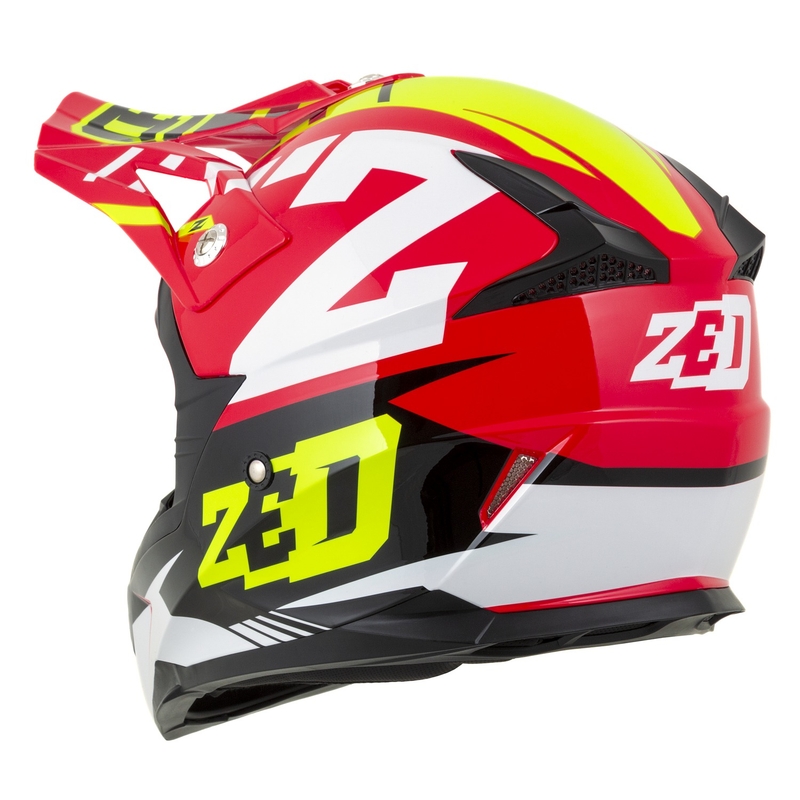 Casque Moto Motocross Enfant ZED X1.9D Targa Rouge-Jaune Fluo-Noir-Blanc