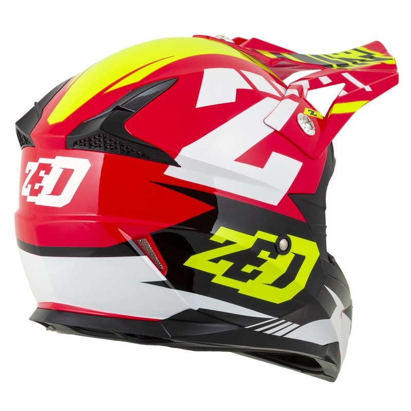 Casque Moto Motocross Enfant ZED X1.9D Targa Rouge-Jaune Fluo-Noir-Blanc
