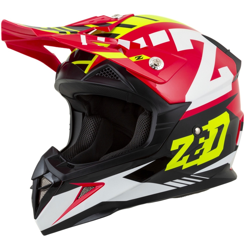 Casque Moto Motocross Enfant ZED X1.9D Targa Rouge-Jaune Fluo-Noir-Blanc