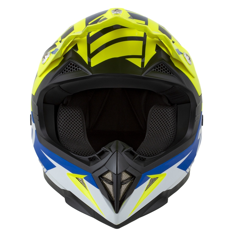 Casque moto cross enfant ZED X1.9D Targa Fluo jaune-bleu-noir-blanc