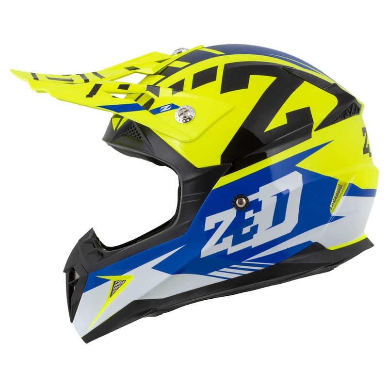 Casque moto cross enfant ZED X1.9D Targa Fluo jaune-bleu-noir-blanc