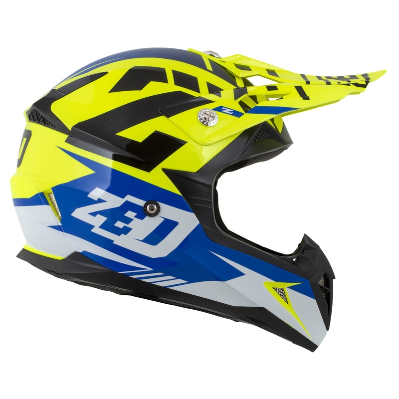 Casque moto cross enfant ZED X1.9D Targa Fluo jaune-bleu-noir-blanc