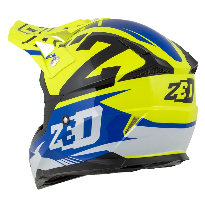 Casque moto cross enfant ZED X1.9D Targa Fluo jaune-bleu-noir-blanc