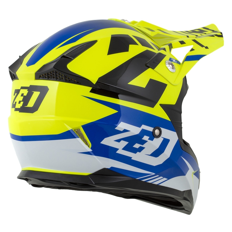 Casque moto cross enfant ZED X1.9D Targa Fluo jaune-bleu-noir-blanc