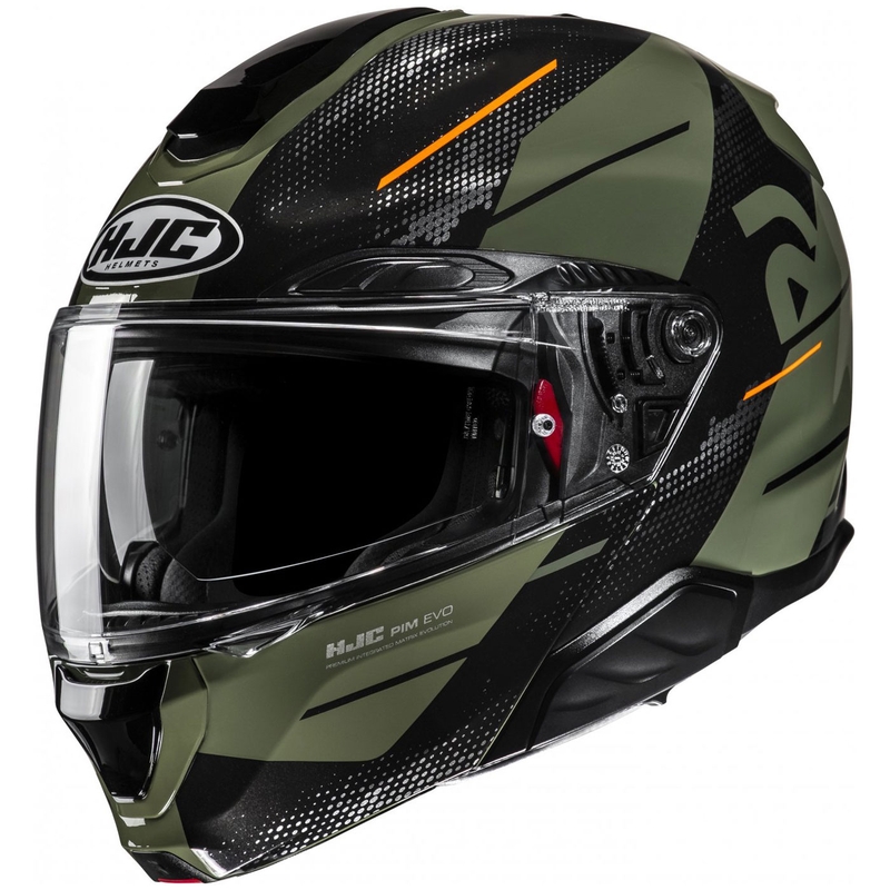 Casque moto modulable HJC RPHA 91 Blat MC7 vert kaki-noir