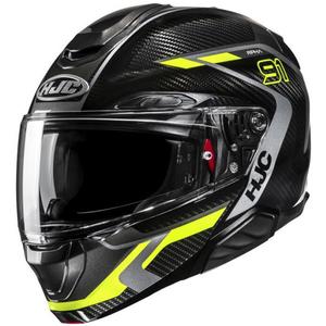 Casque moto modulable HJC RPHA 91 CARBON Lagos MC3H noir-jaune fluo