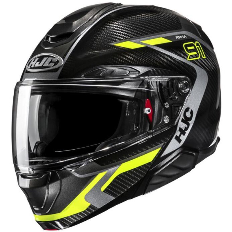 Casque moto modulable HJC RPHA 91 CARBON Lagos MC3H noir-jaune fluo