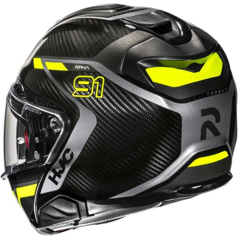 Casque moto modulable HJC RPHA 91 CARBON Lagos MC3H noir-jaune fluo