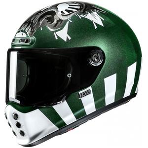Casque moto intégral HJC V10 Crania MC4 vert-blanc