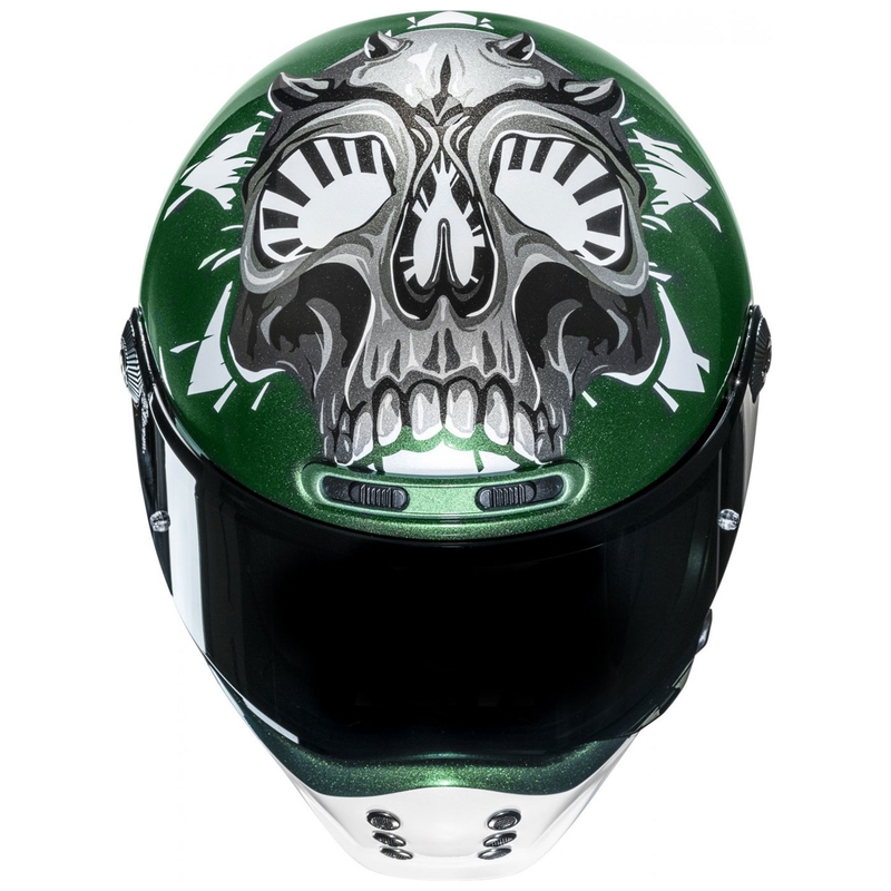 Casque moto intégral HJC V10 Crania MC4 vert-blanc