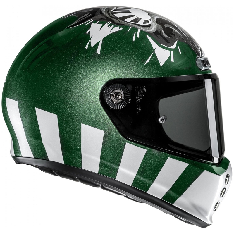 Casque moto intégral HJC V10 Crania MC4 vert-blanc