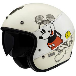 Casque Moto Ouvert HJC V31 Disney Mickey Sketch MC1SF Blanc-Noir