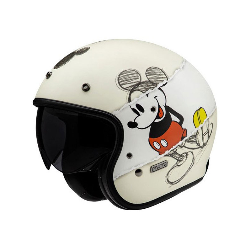 Casque Moto Ouvert HJC V31 Disney Mickey Sketch MC1SF Blanc-Noir