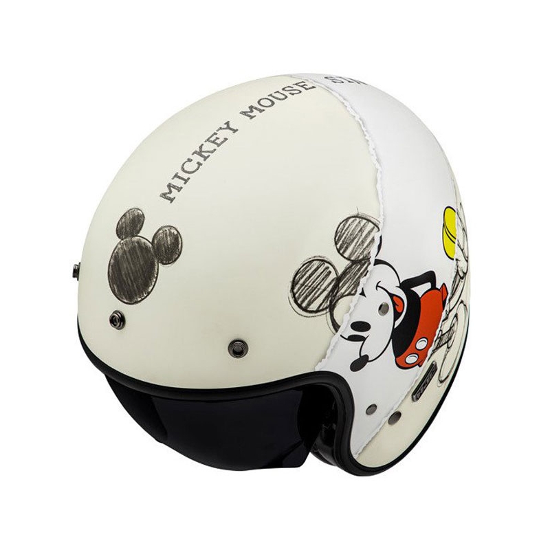 Casque Moto Ouvert HJC V31 Disney Mickey Sketch MC1SF Blanc-Noir
