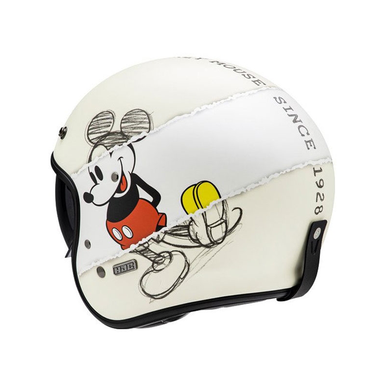 Casque Moto Ouvert HJC V31 Disney Mickey Sketch MC1SF Blanc-Noir